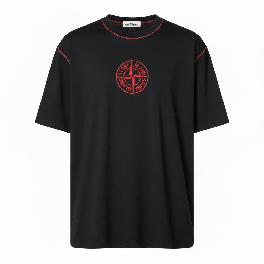 Футболка мужская в стиле Stone Island Combed Organic Jersey T-Shirt XL Черный (SI12005.3XL)