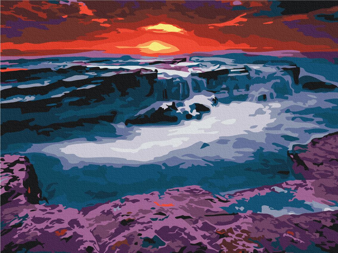 Картина за номерами Brushme Захід сонця біля водоспаду 30x40 см (RBS23748)