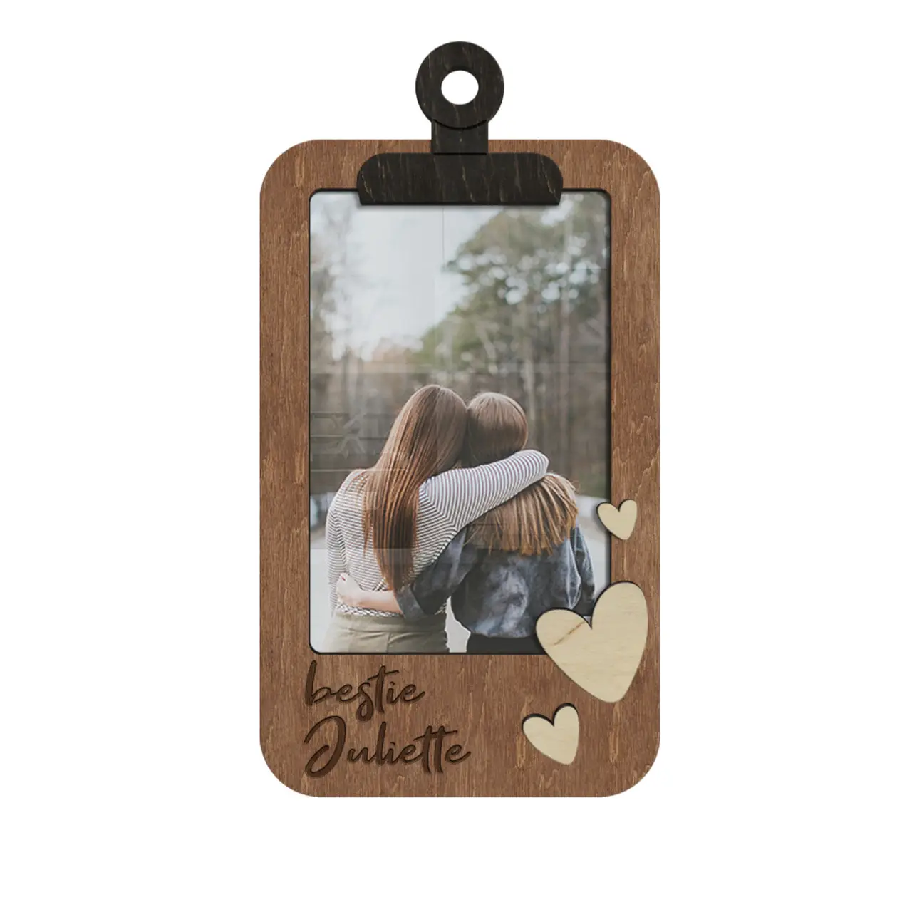 Фоторамка-планшет персоналізована на 1 фотографію Коричневий (clothespins_hearts_4x6-1)