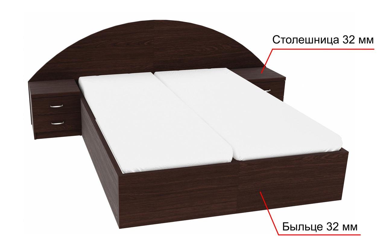 Кровать двуспальная МАКСИ-МЕбель Новик с 2-мя тумбами под два матраса 1900х700 плюс Орех темный (11347) - фото 2