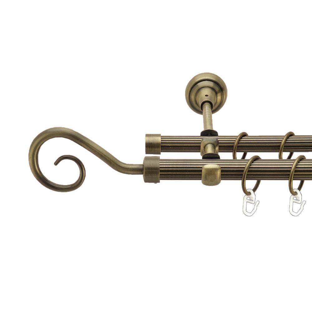 Карниз Orvit Крюк двухрядный рифленый 19\16 мм 160 см Антик (00-00017339)