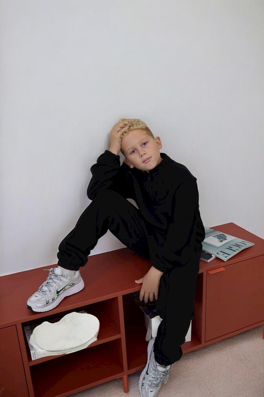 Костюм детский теплый флисовый 146 см Черный (1577)