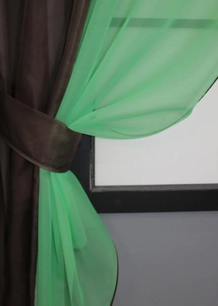 Занавеска на кухню шифон 265х170 см Венге/Изумрудный (017к) - фото 2 Занавеска на кухню шифон 265х170 см Венге/Изумрудный (017к) - фото 2