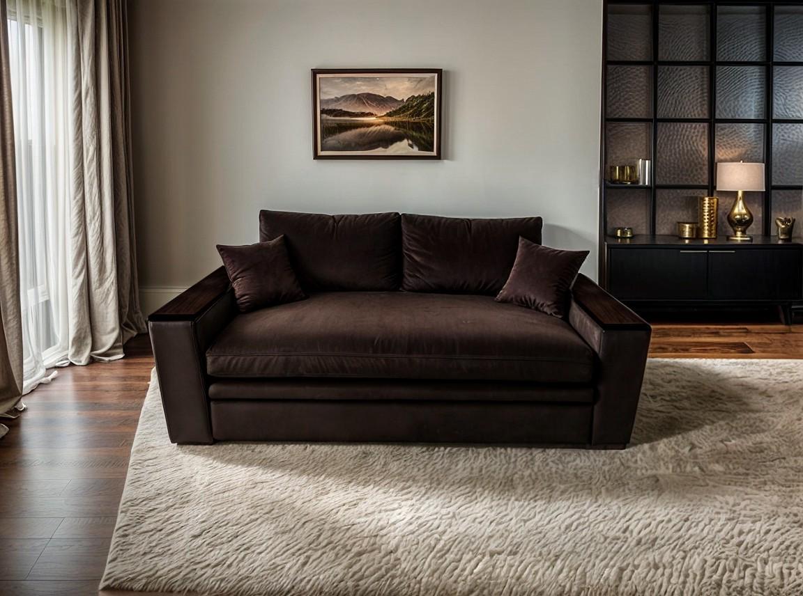 Диван прямой Tobi Sho Kubus-160 раскладной мягкий велюр 2000х800х1000 мм Коричнево-серый