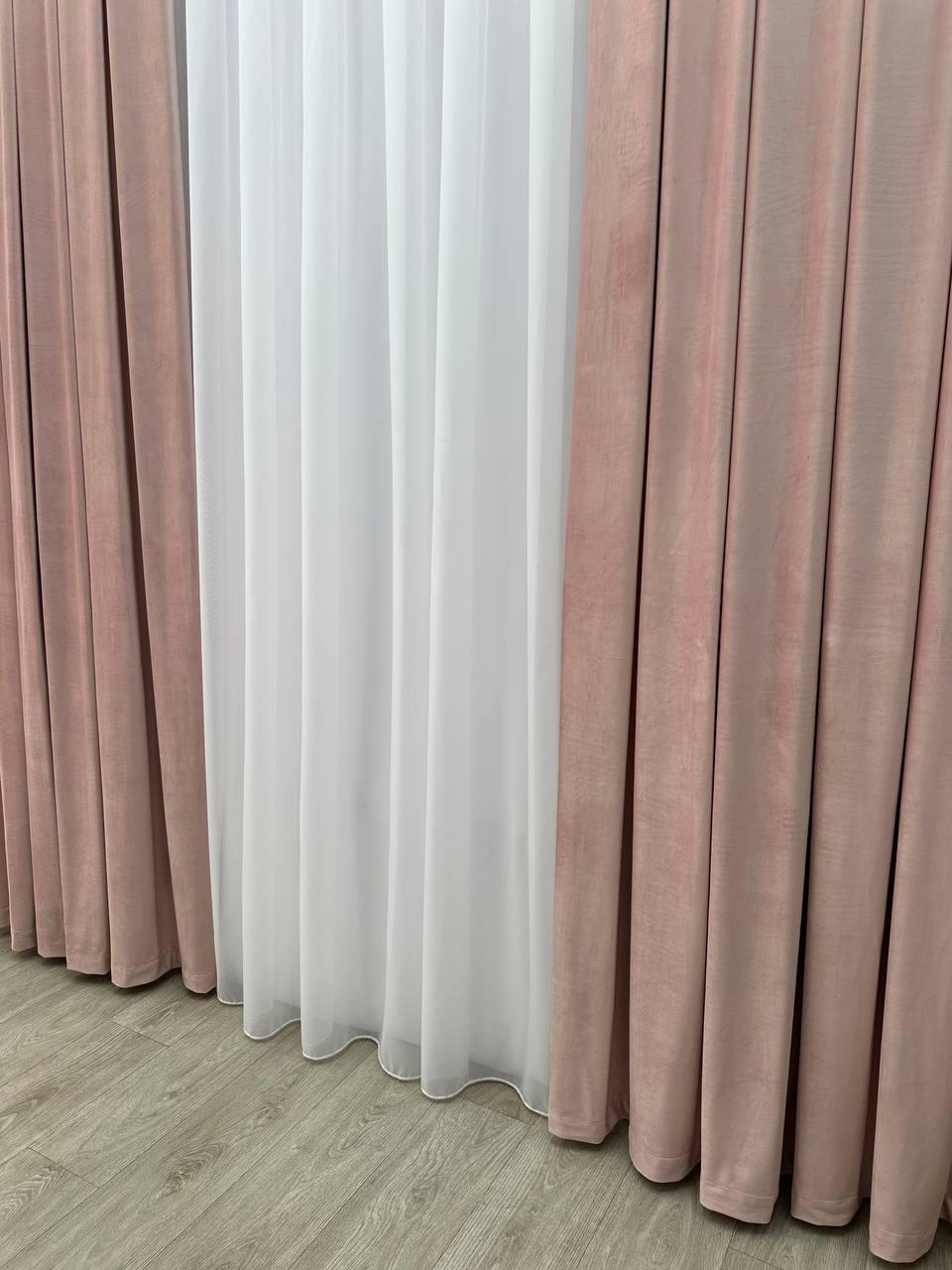 Штора велюрова на тасьмі 6 см 300x250 см Ніжно-рожевий (6319-N71-Т43) - фото 7