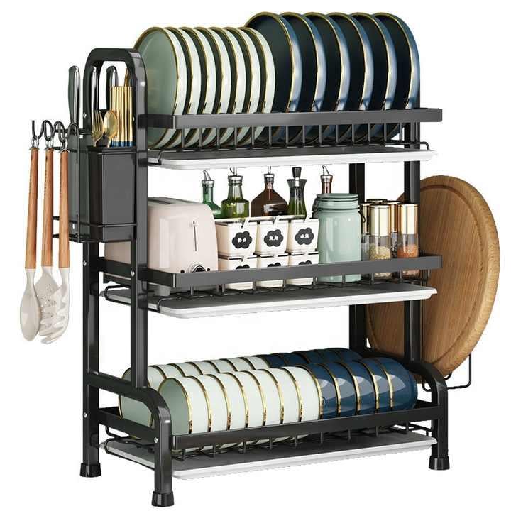 Сушарка для посуду настільна триярусна Multifunctional Bowl Rack Чорний - фото 10 Сушарка для посуду настільна триярусна Multifunctional Bowl Rack Чорний - фото 10