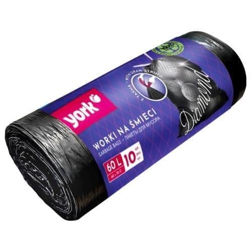 Пакети для сміття із зав’язками York DIAMOND 60 л 60х70 см 10 шт. (2441655338)