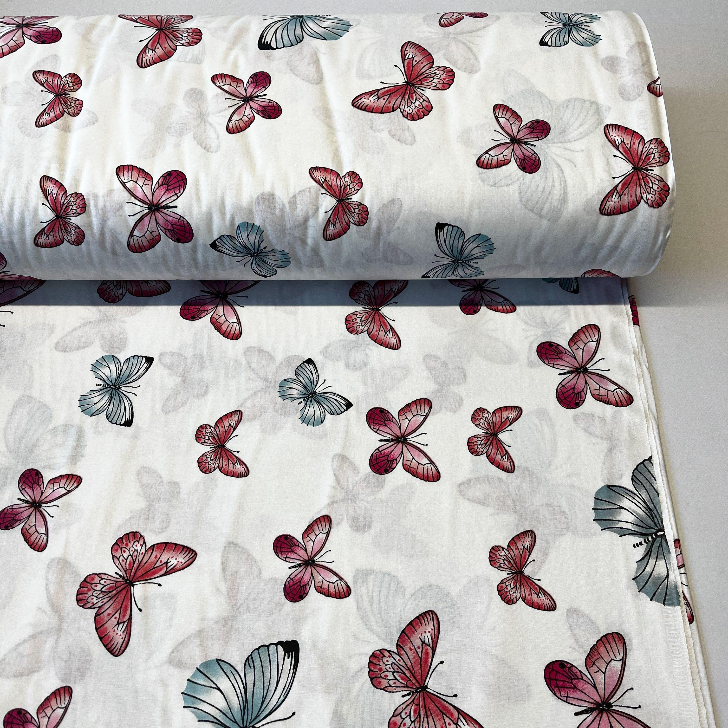 Ткань для постельного белья ранфорс бабочки 240 см Белый (926090/22 02262)