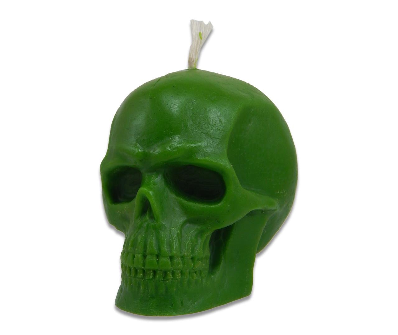 Восковая свеча Череп 7 см Зеленый