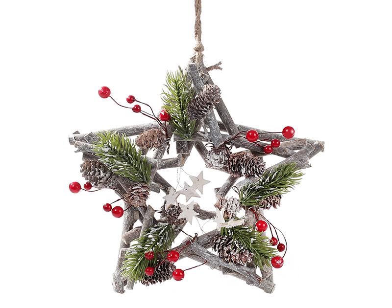 Декор подвесной BonaDi Звезда с хвоей и ягодами (743-205)