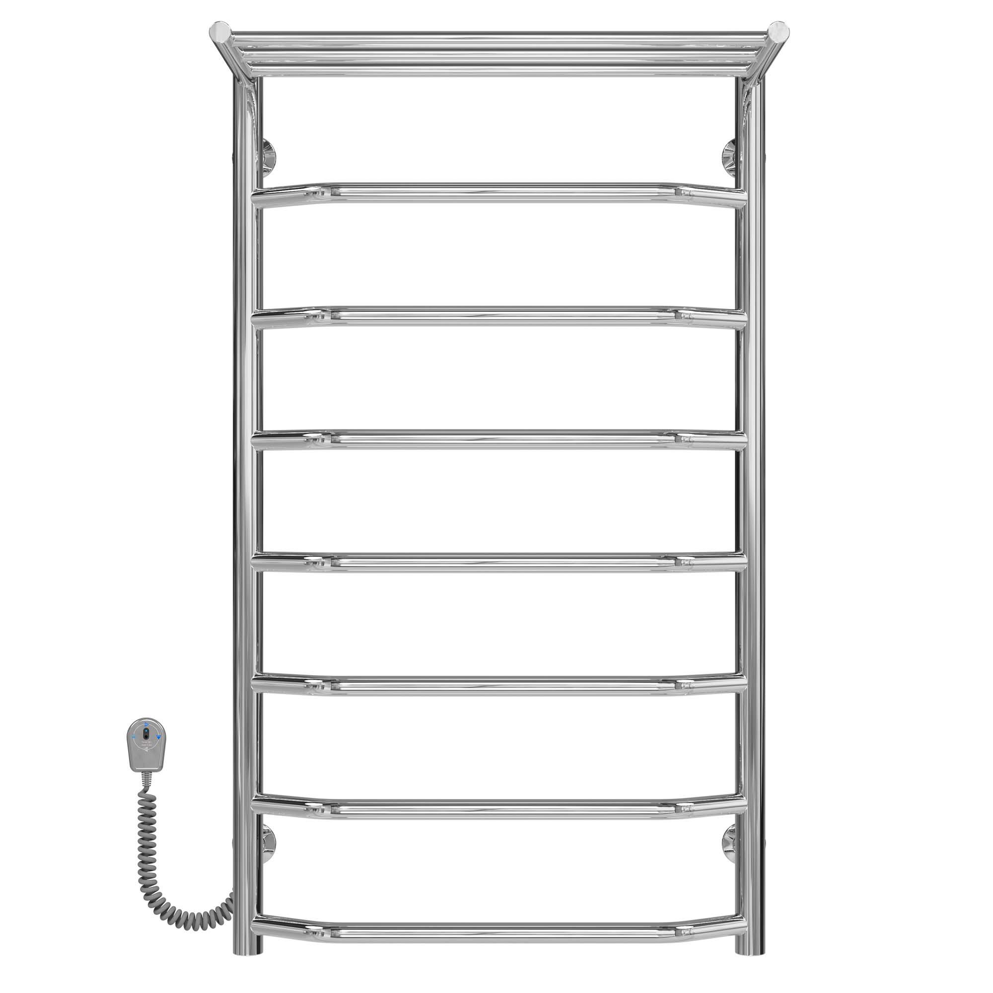 Полотенцесушитель электрический с полкой Deffi Трапеция П8 EF16 левое подключение нержавеющая сталь 500х900 мм Хром (C.TP.90.50.8.ECL5)