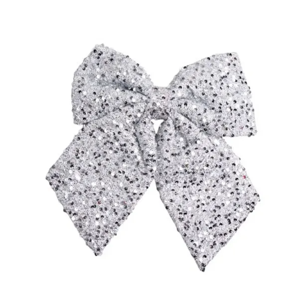 Бант новогодний с паетками на елку 35х45 см Серебристый Бант новогодний с паетками на елку 35х45 см Серебристый