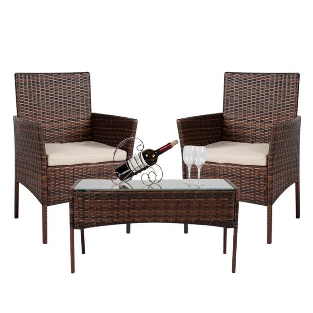 Комплект садових меблів Bonro B-6210-2 2 крісла і столик Коричневий (2601809269)