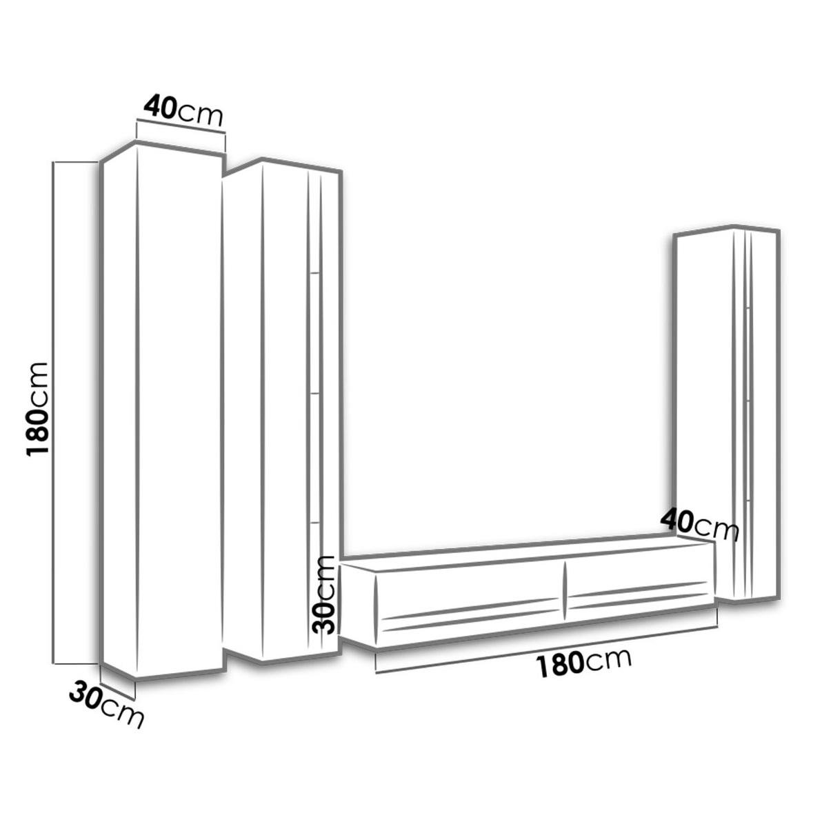 Стенка в гостиную комплект Сama Vigo New 6 из ламинированной ДСП без подсветки Серый матовый/Белый глянец (21998) - фото 2 Стенка в гостиную комплект Сama Vigo New 6 из ламинированной ДСП без подсветки Серый матовый/Белый глянец (21998) - фото 2