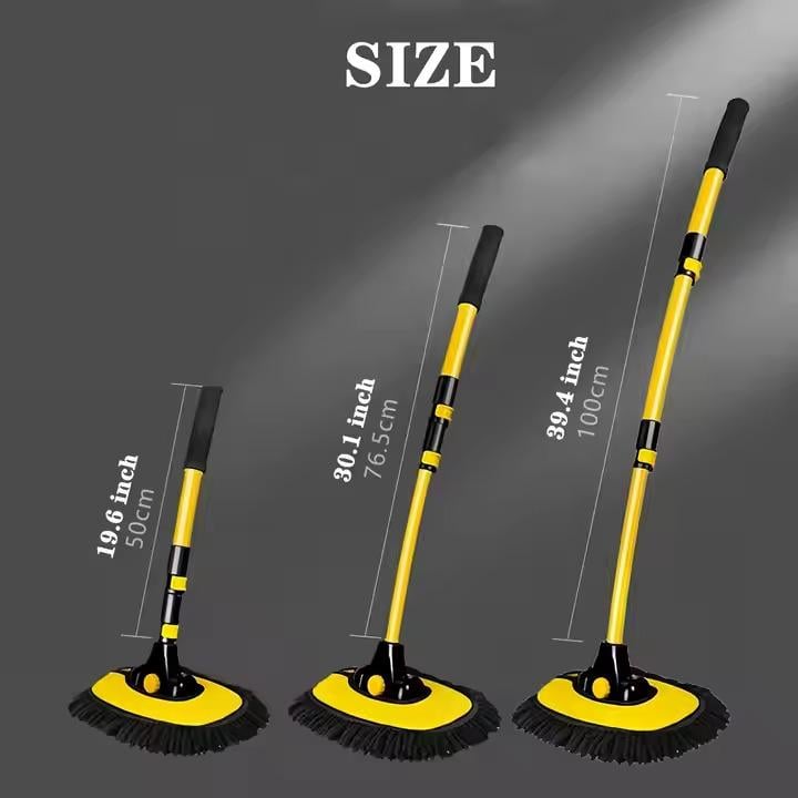 Швабра для миття автомобіля телескопічна з висувною вигнутою ручкою 28х100 см Жовтий - фото 11
