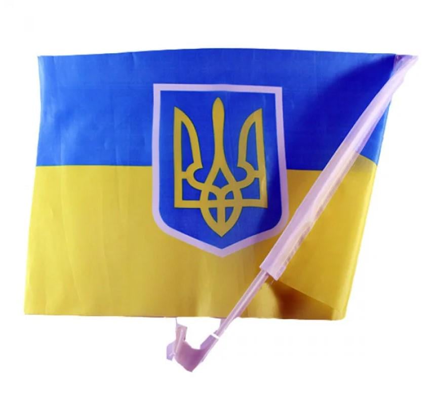 Флаг Украины Kayfovo K30-20 с креплением на флагштоке на стекло машины 30х20 см (28603)