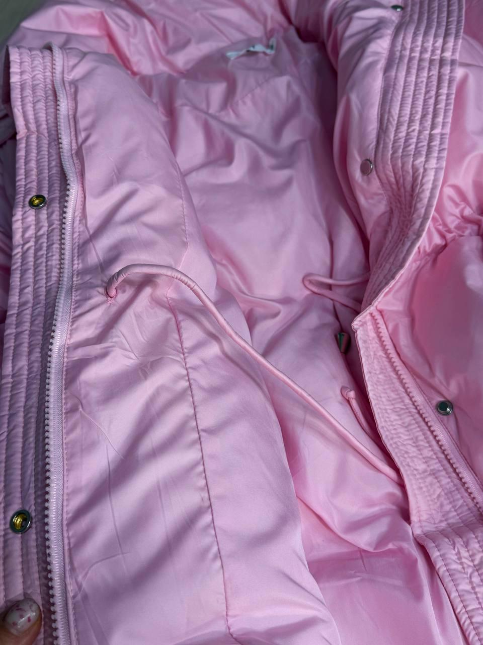 Куртка женская Haiziyuan 8055 пуффер глянцевая удлиненная с утяжкой на талии L Розовый (5966) - фото 8 Куртка женская Haiziyuan 8055 пуффер глянцевая удлиненная с утяжкой на талии L Розовый (5966) - фото 8