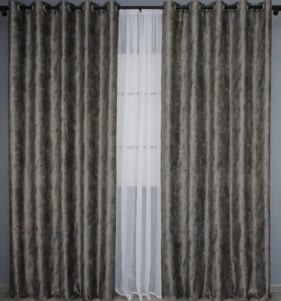 Шторы на люверсах Афина бархат 1,5х2,7 м 2 шт. Коричнев-серый (1314ш)
