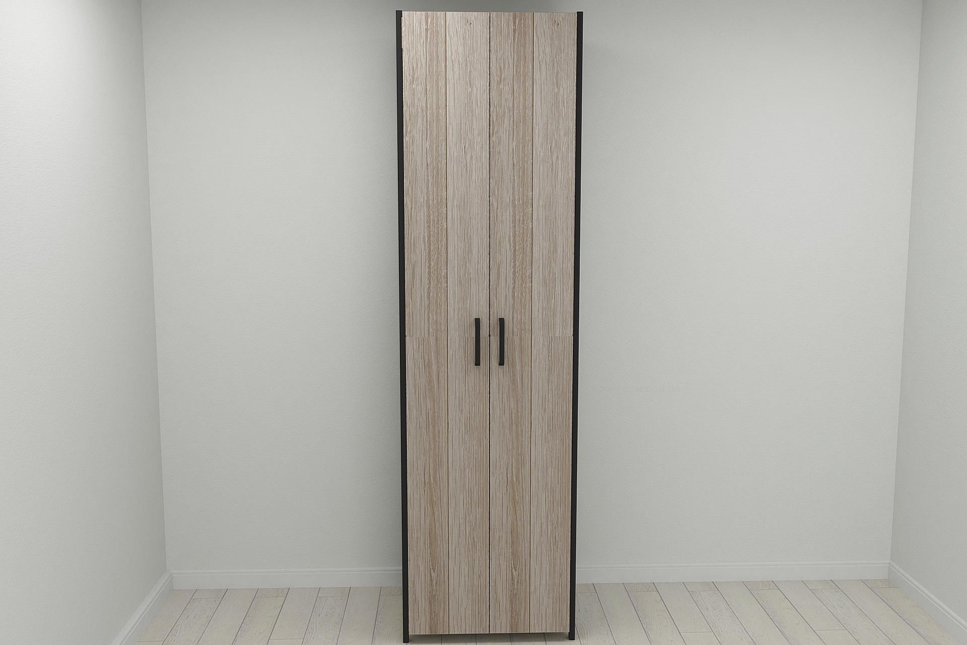 Шкаф гардероб уни секция 6 Конект Ferrum-decor 220x60x50  см Черный металл/ДСП Дуб Сонома Трюфель (SHG131)