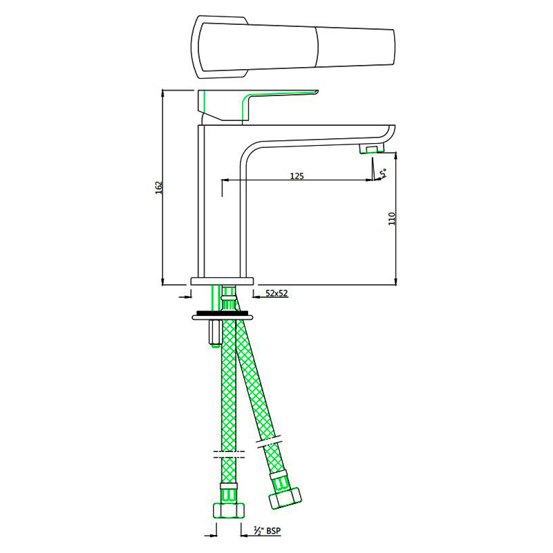 Смеситель для раковины Jaquar Kubix Prime (KUP-CHR-35011BPM) - фото 2