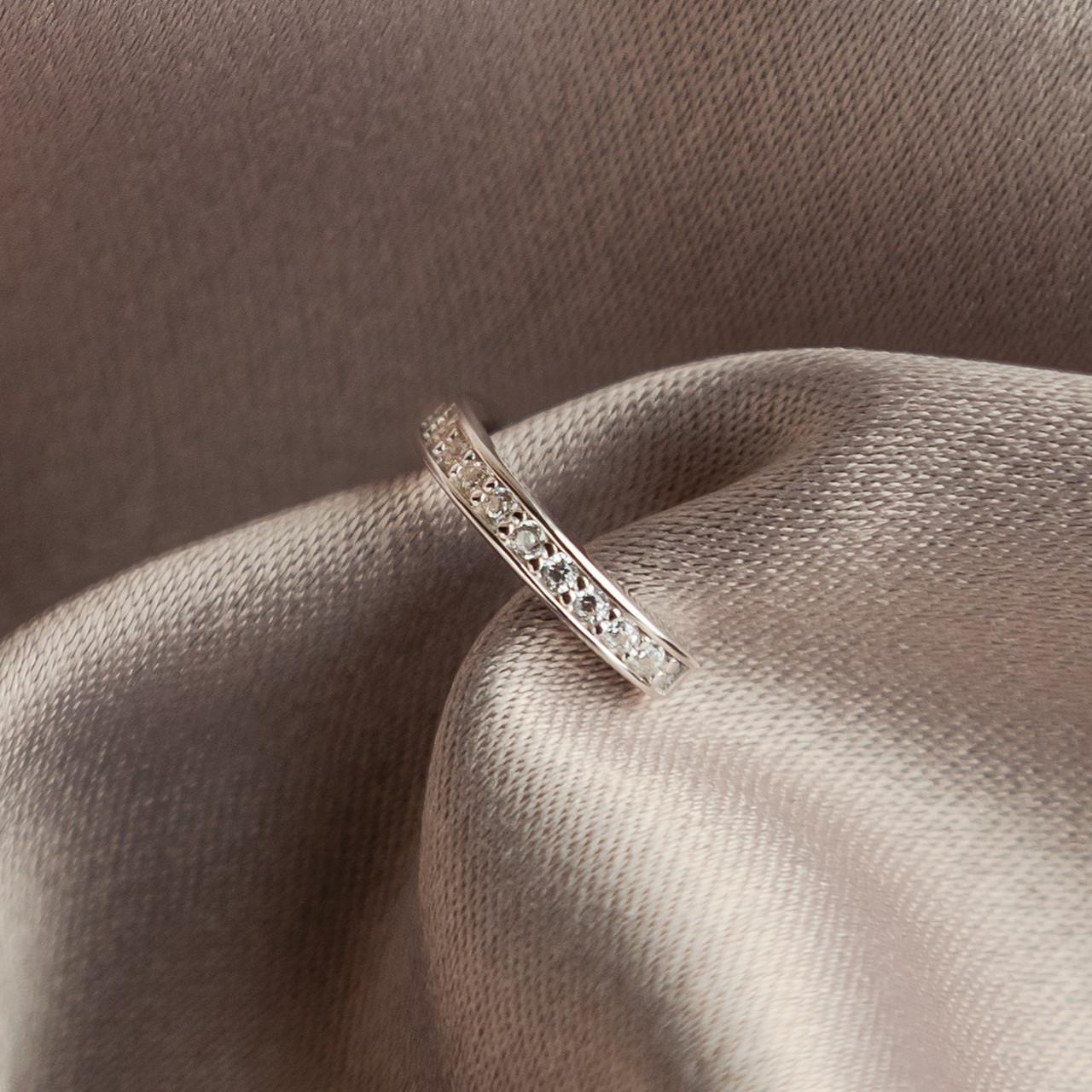 Серьга-каф серебряная Блестящий акцент единичный с белыми фианитами