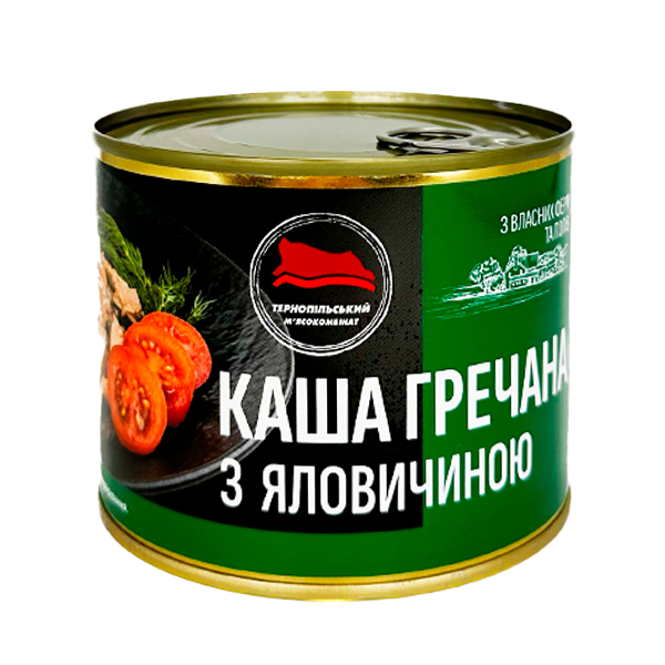 М'ясна консерва Тернопільський м'ясокомбінат "Каша гречана з яловичиною" 525 г (23915042)