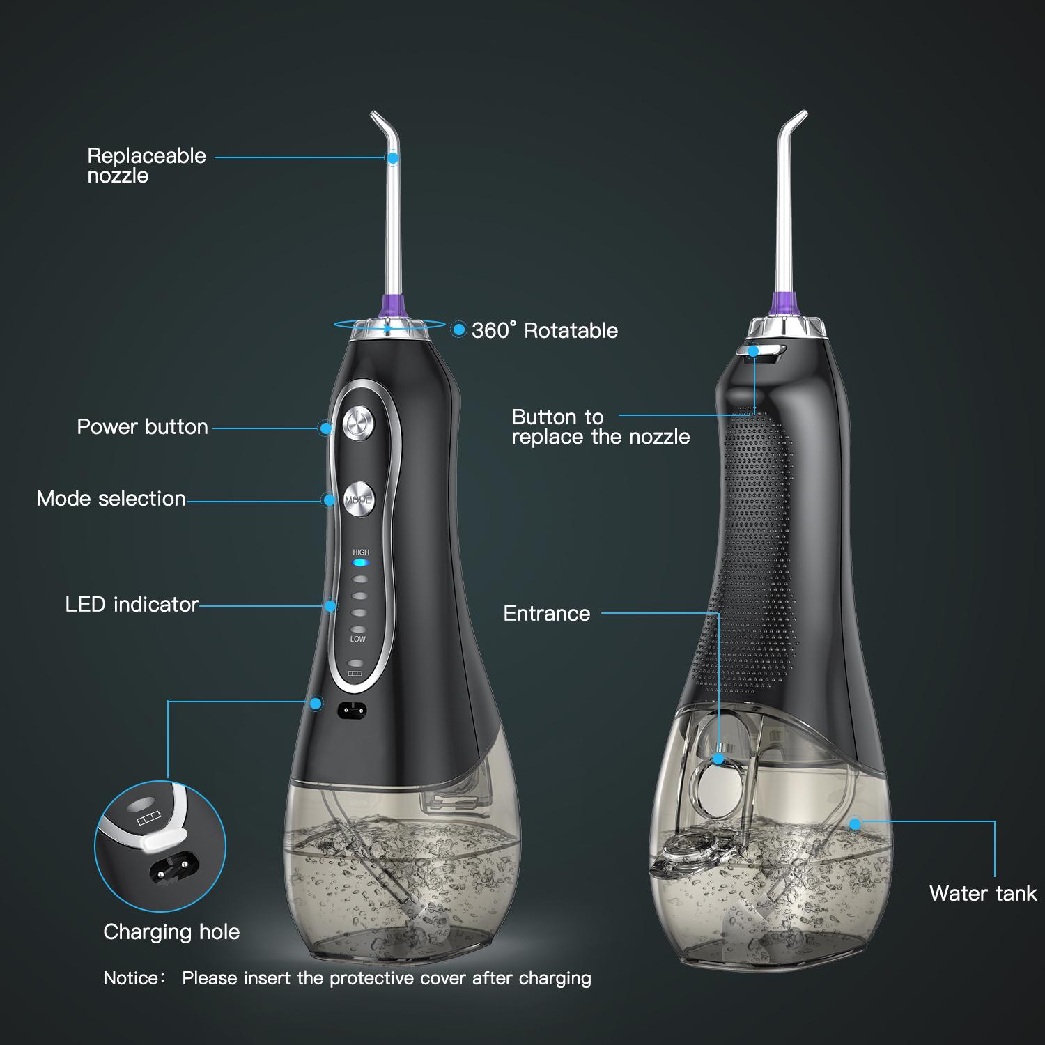 Іригатор Cordless Oral Irrigator Чорний (3767854) - фото 3