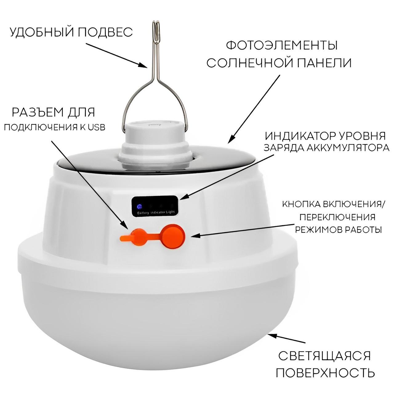 Лампа кемпінгова світлодіодна Bailong BL-2026 із сонячною панеллю (ftlx-670) - фото 4