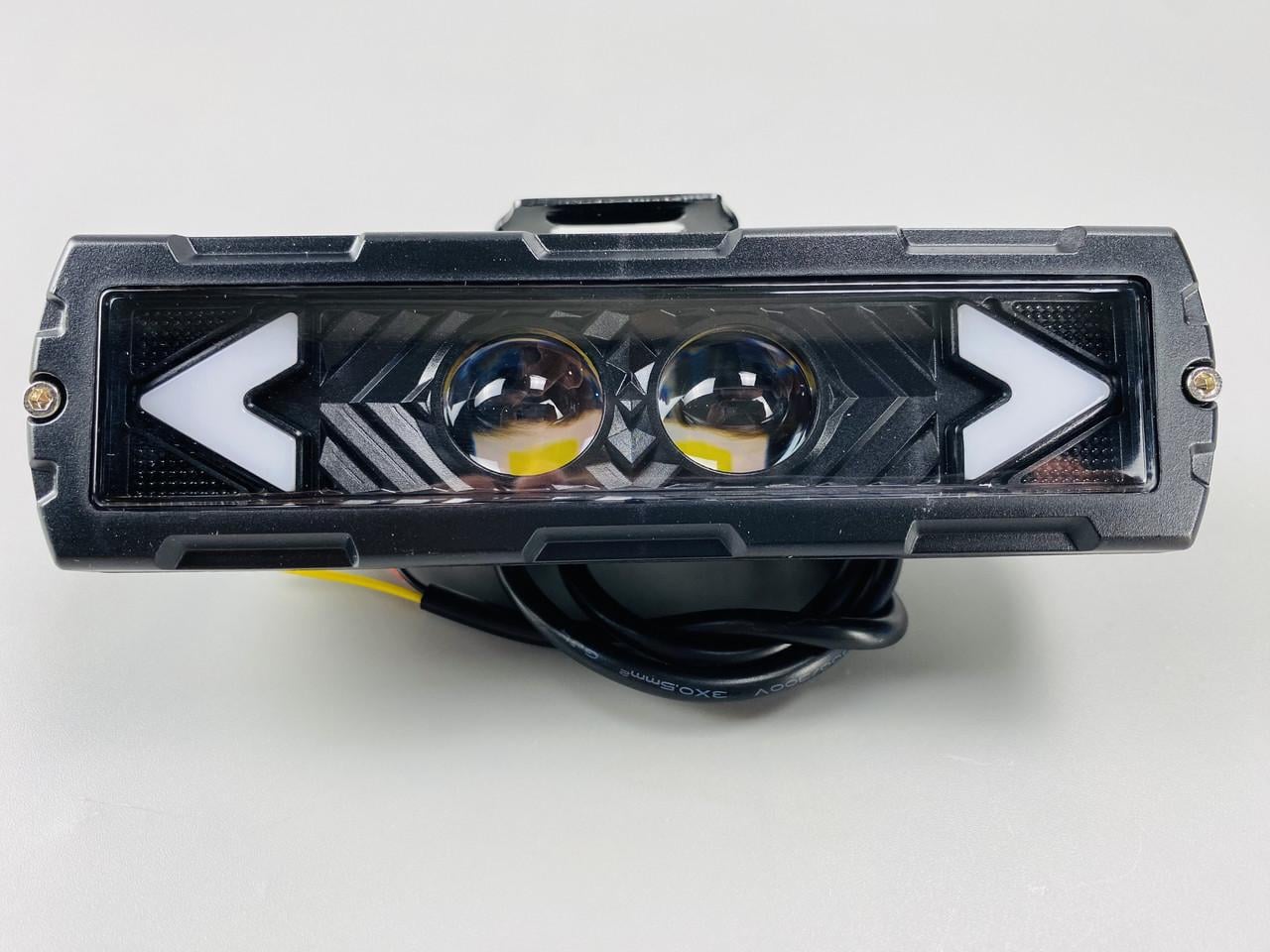 Фара прямоугольная LED 25W 2 Объемные 3D линзы 12-80V желтый и белый свет с четкой границей света защита IP67