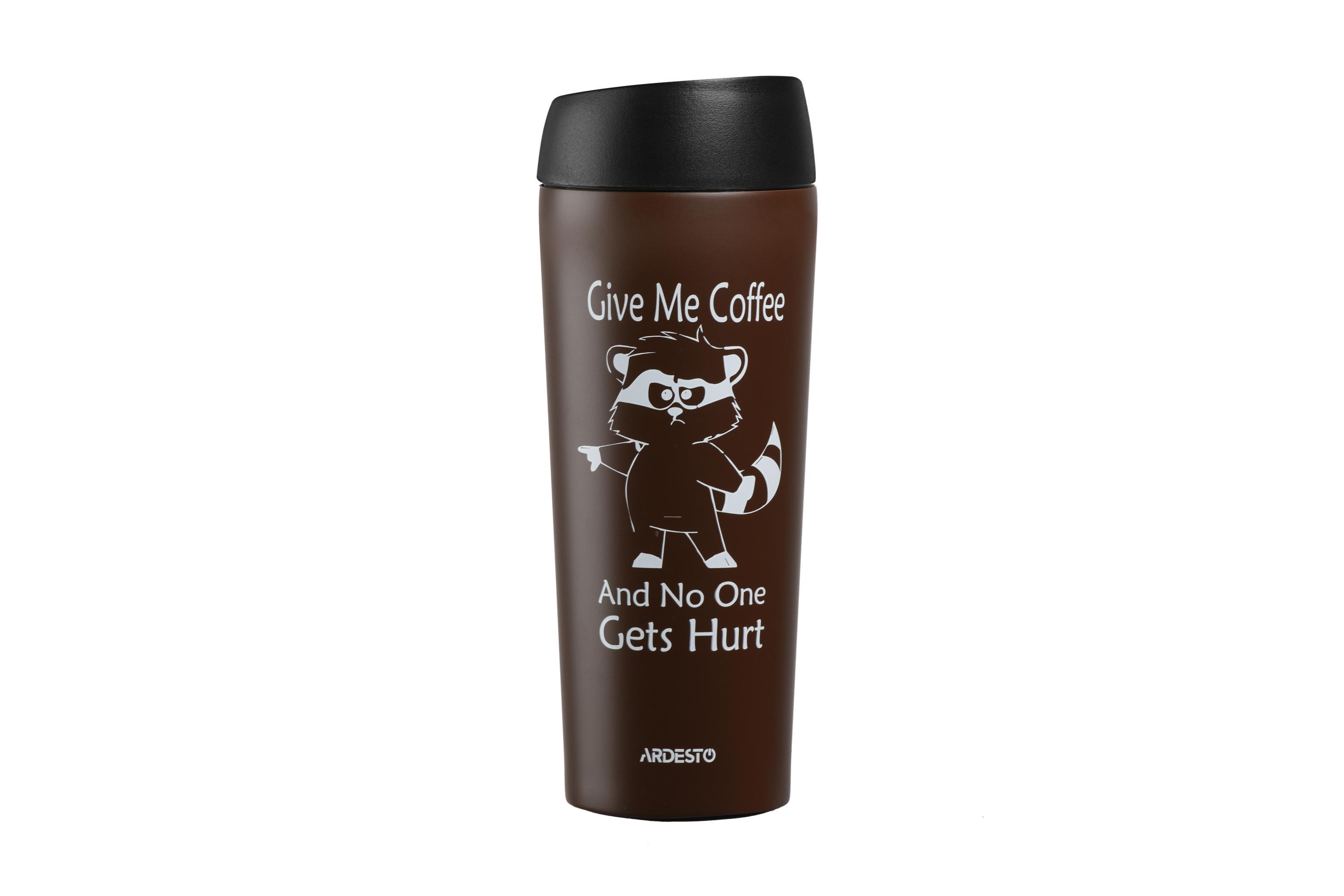Термочашка Ardesto Coffee Time Raccoon 450 мл Коричневий (25602)