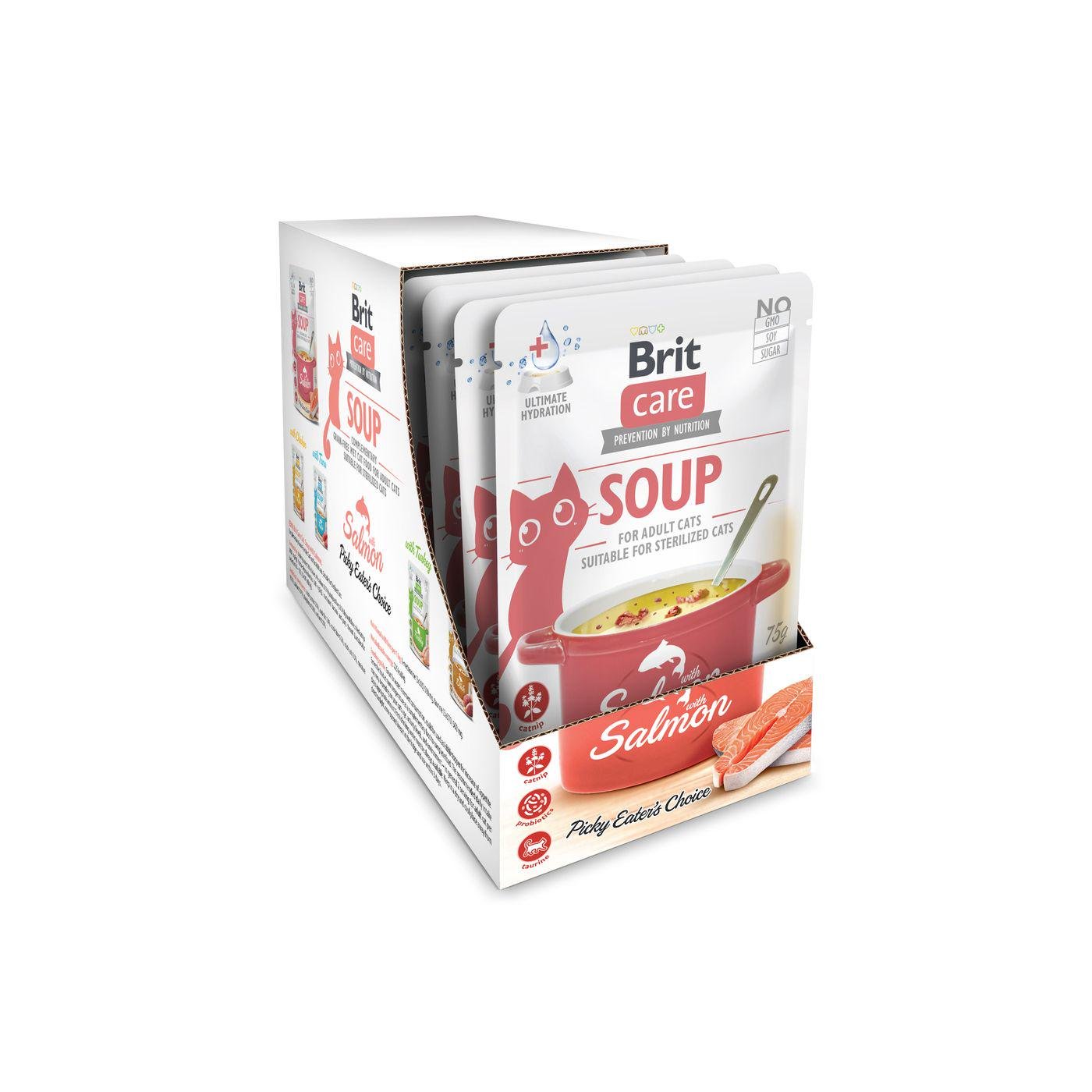 Корм ​​вологий Brit Care Soup Salmon для котів суп з качкою 75 г 15 шт. (101153_набір)