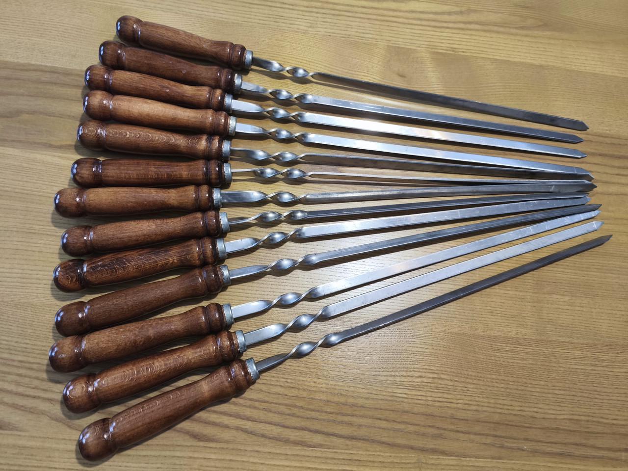 Шампура с деревянной ручкой из нержавейки 3 мм 61 см