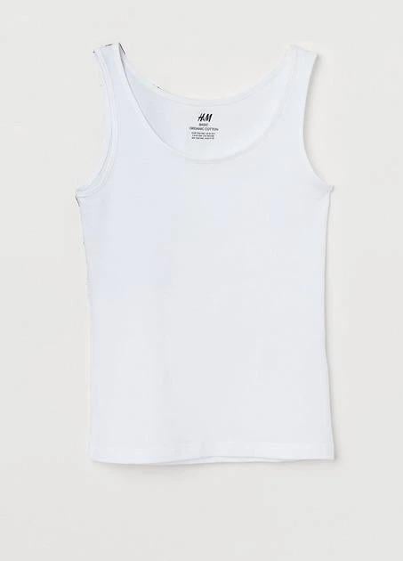 Майка H&M 1276521-1 122-128 см Белый