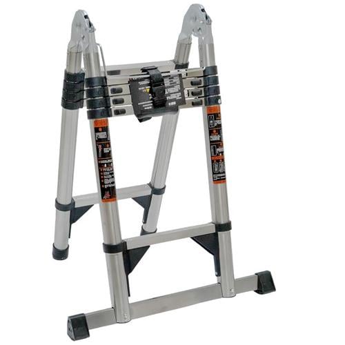 Лестница телескопическая складная 2,1 м и 2,1 м нержавеющая сталь (5352)