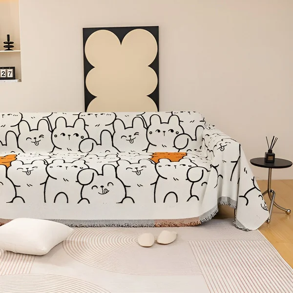 Плед покрывало на кровать/диван C00522-1 с изображением Кроликов 180х130 см - фото 3 Плед покрывало на кровать/диван C00522-1 с изображением Кроликов 180х130 см - фото 3