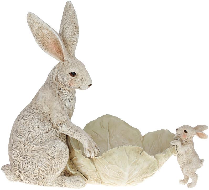 Декоративное блюдо Зайка с Малышом 29х13,5х25,5 см полистоун (BD-K07-125)