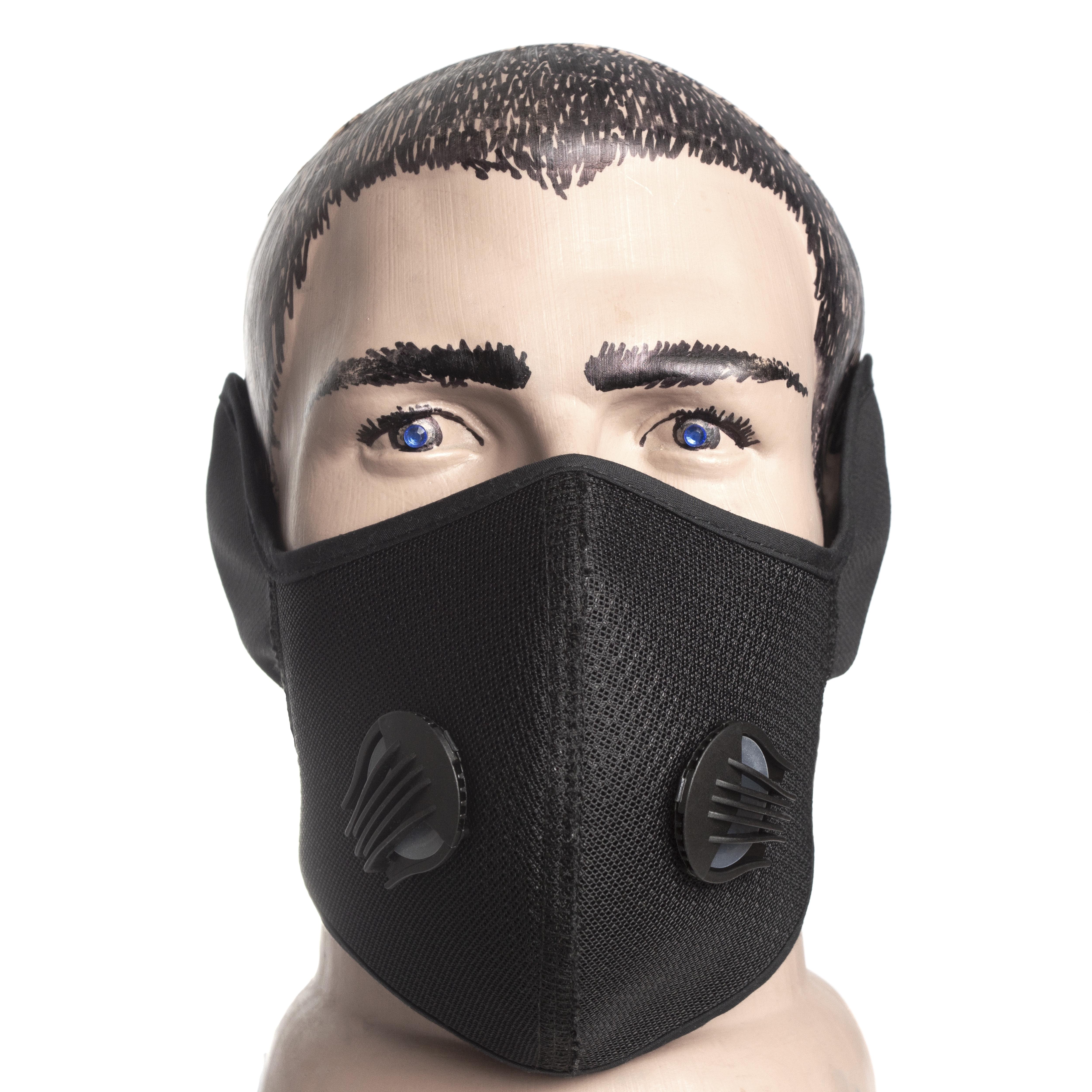 Маска-респиратор XoKo многоразовая с 2 клапанами на флисе с липучкой Black (XK-RS-BK2Z)