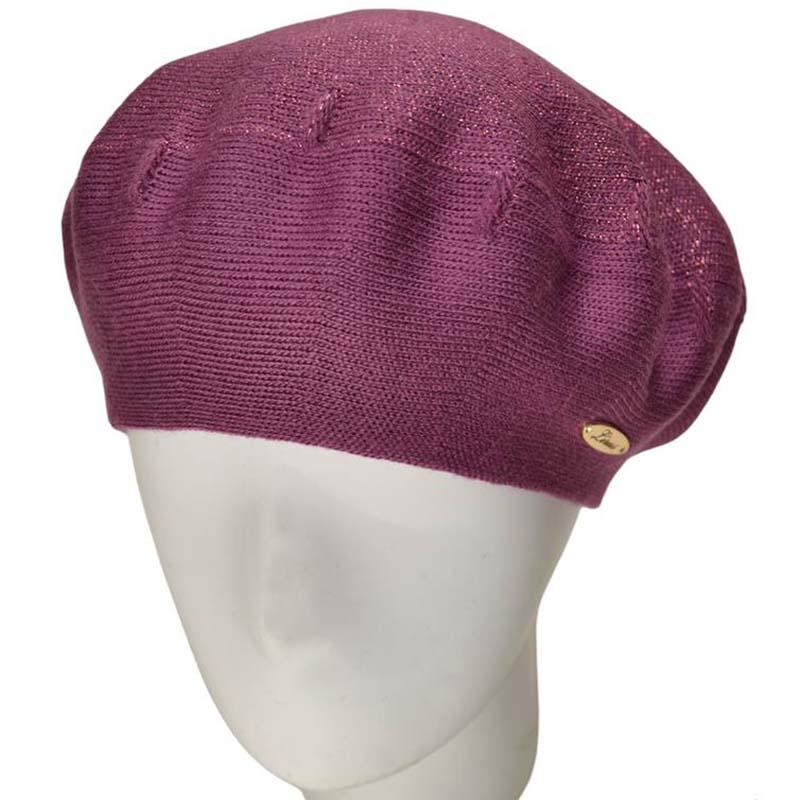 Берет женский Lirus Клео двойной шерстяной тонкой вязки с люрексовой нитью Сиреневый (111327)