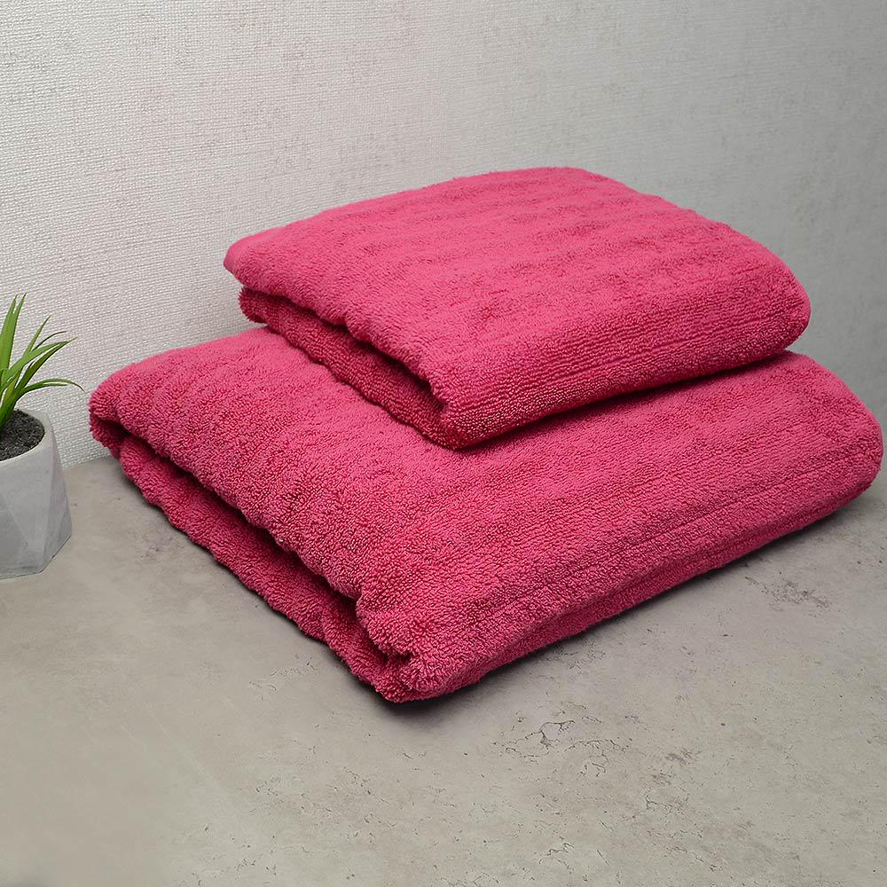 Набор махровых полотенец GM Textile 50х90/70х140 см премиум качества 2 шт. Розовый