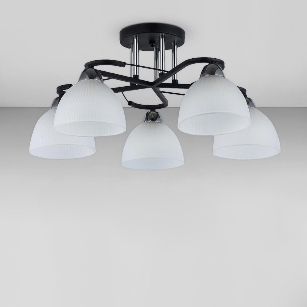 Люстра потолочная Light House SC-18665/5 CR/BK d 580х260 мм Черный/Хром/Белый
