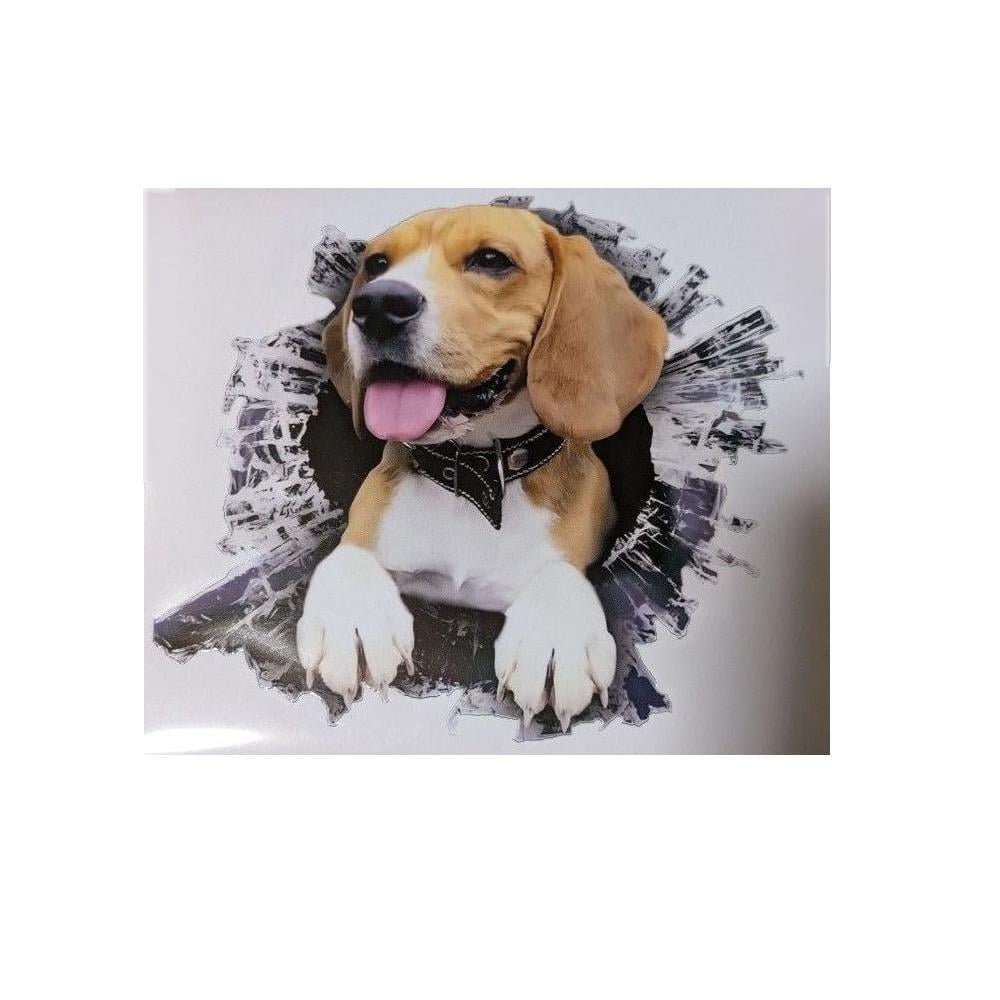 Наклейка в автомобиль Бигль 15х15 см Коричневый/Белый (3000004013)