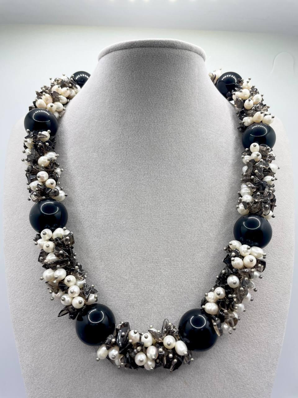 Комплект перлів з агатом 45 см Білий (9337)