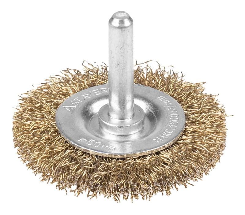 Щітка дискова MasterTool GM із латунованого дроту D 60 мм 1/4" (19-9706)