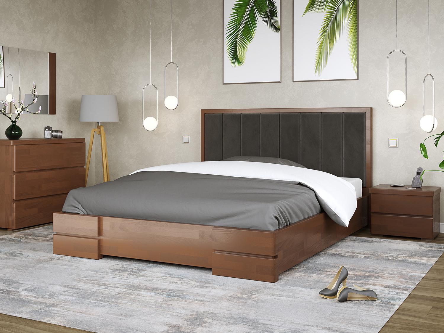 Кровать деревянная Arbor Drev Милана 160x200 см с мягкой спинкой Орех Кровать деревянная Arbor Drev Милана 160x200 см с мягкой спинкой Орех