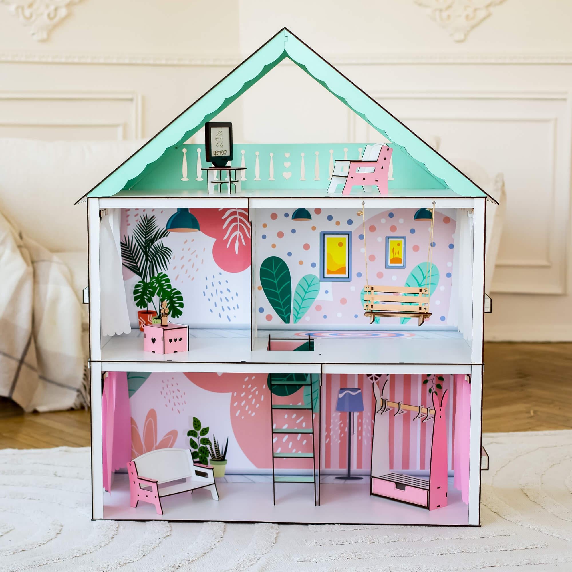 Домик кукольный для Барби NestWood Фантазия Мятный (kdb004m)