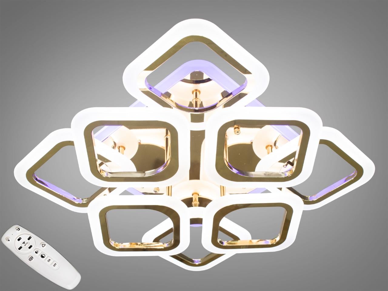 Люстра стельова з димером та LED підсвічуванням 110W AS8060/4/4G 3col dim EcoLed Золотий