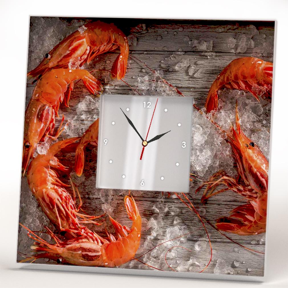 Часы для кухни Креветки на льду 260x260 мм (C04223)
