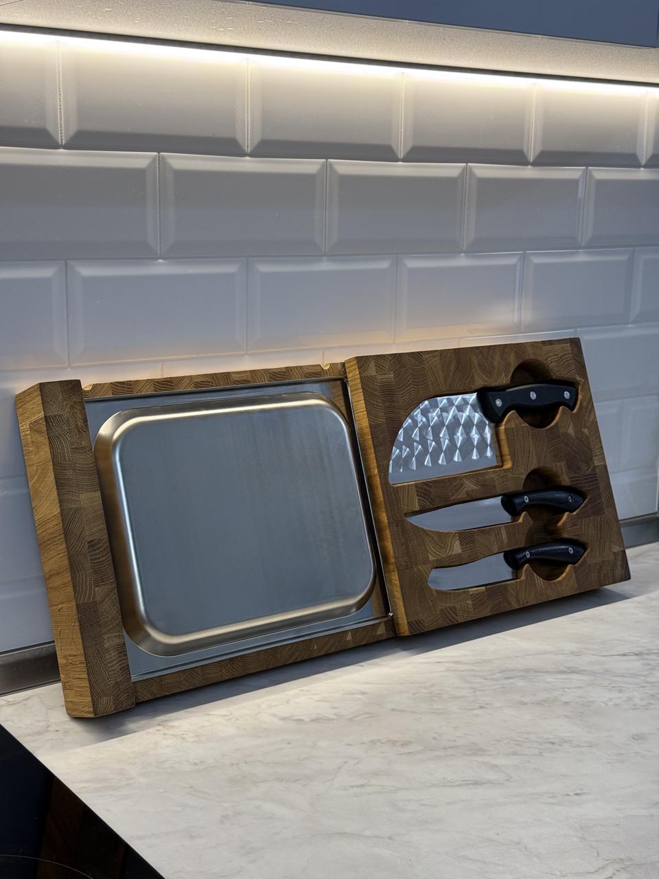 Набір кухонний Gorillas BBQ подвійна торцева дошка з гастроємністю і набором з 3-х ножів (DS64) - фото 3