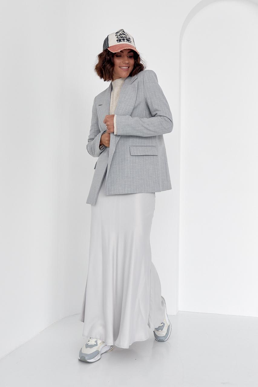 Пиджак без застежки M Светло-серый (11859694) - фото 7