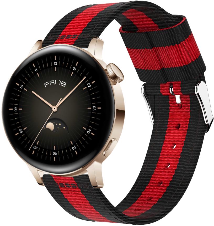 Ремешок тканевый Canvas для Huawei Watch GT3 42 мм Black/Red (26251)